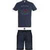 AMERICAN COLLEGE USA, Set di 2 Pezzi, Uomo, Donna, Maglietta, Bermuda, T Shirt, Pantaloncino, Sportivi, Lotto di 2, Abbigliamento, Unisex, Modello ACEN227 Azul, Taglia L