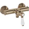Jacob Delafon - Miscelatore doccia a parete Louise - Meccanico - Design Retro, manico in ceramica - Risparmio d'acqua - 21,5 x 16,70 x 17 cm - Finitura Bronzo - E24362-BCN