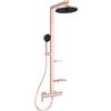 Ideal Standard - Alu+, Colonna doccia in alluminio con rubinetto esterno meccanico, Struttura doccia con mensole a libera installazione doccetta e soffione due funzioni e tubo flessibile, Rosé