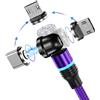 Losuesme Cavo di ricarica magnetico 3A Ricarica rapida e sincronizzazione dati 1M/2M Cavo USB magnetico 360° + 180° Rotazione Cavo 3 in 1 per tutti gli Android Phone/Micro USB/Type C/USB C smartphone