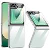 WEYNRBOX Cover Samsung Galaxy Z Flip 6 con Pellicola Protettiva,Clear Cover Samsung Z Flip6, Sottile Custodia Rigida PC Bumper Flexible Silicone Case Cover per Samsung Galaxy Z Flip 6 5G,Trasparente
