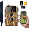 YTLJJ 60MP 8K Caccia Fotocamera con 4G LTE Internet, GPS, Trasmette Simultaneamente Video e Foto al Telefono, H.265 Vidéo Fototrappola Infrarossi Invisibili 0,2s Tempo di Attivazione, No-Glow IR LEDs