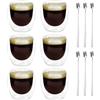 Aicharynic Bicchieri da latte macchiato: set di tazze da caffè a doppia parete, 6 pezzi, 80 ml, a doppia parete, con 6 cucchiai, cappuccino, tazze da caffè, caffè gelato, bicchieri termici