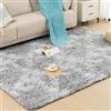 Vamcheer Tappeto Moderni Soggiorno Peloso- 8mm Tappeti Camera da Letto Avabile in Lavatrice,Tappeto pelo lungo Antiscivolo, Carpet da Salotto,Bambini,Ginnastica, 160x230 Tie-dye/Grigio chiaro