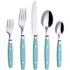 Annova, set di posate in acciaio inox con manico colorato con rivetto/posate stile retrò (Turchese, 20 Pieces)