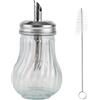 EclipseGuard Zuccheriera in vetro, cannula 200 ml, dispenser di zucchero, in acciaio inox spazzolato, dosatore per zucchero bianco/di canna, ristorante e bar, utensili da cucina con spazzola per la