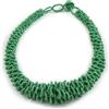 Avalaya Collana corta graduata con perline di vetro verde - 44 cm di lunghezza, 3 cm di estensione