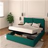 Baldiflex Letto Matrimoniale con Contenitore Modello Licia in Tessuto, Rete a Doghe, per Materassi Matrimoniali 160x190 cm, Testiera Finemente Imbottita, Colore Turkis