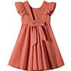 Ugitopi Abito in Cotone con Maniche Svolazzanti per Nambina Abiti Casual per Bambini (Plaid Blue,100)