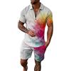 Generico Uomo Tuta Estiva Casual Sportiva 2 Pezzi Set Manica Corta Girocollo Running Jogging Sport T-Shirt e Pantaloncini con Stampa 3D Yoga Fitness Tuta Tuta Uomo Completa Completi Uomo Estivi Elei