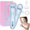 xinrongda Depilatore Corpo Donna, Epilatore Elettrico Donna, 2 in 1Rasoio Elettrico parti Intime, Epilatore Viso Donna di Rimozione dei Peli per Bikini Ascelle Gambe Braccia E Viso, Bikini Trimmer Womenn(Blu)