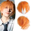 Dcbaboo Parrucca corta unisex arancione per cosplay, parrucca da uomo con capelli sintetici a strati soffici per anime, Halloween, moda e feste