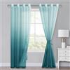 XWZO - Tende Ombre con Occhielli - Set di 2 Tende in Voile con Sfumature di Colore per Camera da Letto e Soggiorno - Tende con Anello e Cordoncino - 225 x 140 cm (A x L) Turchese