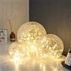 Lights4fun Set di 3 Sfere di Cristallo Craquelé con 24 LED Bianco Caldo a Pile con Timer Decorazione per Interni