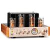 Auna Amp VT - Amplificatore valvolare, amplificatore HiFi, 2x35W RMS, amplifier stereo BT, ingressi Ott./Coas./AUX, champagne