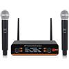 micfuns D20 - Set microfono professionale wireless 2 palmare UHF 230-250 MHz sistema microfono 100 m distanza per karaoke, feste, lingua