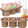 ROMANVIC Stampo per Ghiaccio per Tumbler Cup, Stampi Ghiaccio per Tumbler in Silicone con Coperchio per Bicchieri da 20-40 OZ 3 Stampi a Cilindro Cavo per Cocktail, Whisky, Caffè - Marrone