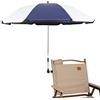 GRANDMEI Ombrellone per sedia, con morsetto regolabile, UPF 50+, con clip per ombrello, fissaggio per sedie da terrazza, sedie da spiaggia, sedie a rotelle e carrello da golf (bianco/blu)