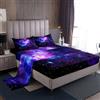 Loussiesd Parure di lenzuola elegante per letto singolo, motivo con galassia viola, con lenzuolo di sopra e lenzuolo con angoli, per bambini e ragazzi, con cielo stellato, universo e stelle
