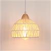 iDEGU Lampadario a Sospensione Vintage in Legno Rattan a Gabbia Lampada a Sospensione E27 Lampadario da Soffitto Retrò illuminazione Decorazione per Cameretta Soggiorno Cucina (20cm, Rattan Bianco)