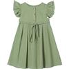 Beganly Bambina Manica Flutter Cotone Lino Abito Bambino Bambini Doppio Volant Abiti Casual, bianco, 4 anni