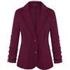 MINTLIMIT Blazer da donna casual da lavoro da ufficio aperto davanti a maniche lunghe con tasche (bordeaux, taglia L)