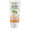 equilibra Solari, Aloe Crema Solare SPF 50+ Travel Size, con Aloe Vera, Vitamina C ed E, Olio di Argan, Olio di Cocco e Burro di Karité, Per un'Abbronzatura Sana e Naturale, Water Resistant, 75ml