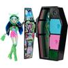 Monster High - Segreti da Brivido Neon Frights Ghoulia Yelps, playset con bambola, abiti e armadietto per i look, 19+ accessori Color Reveal a sorpresa inclusi, giocattolo per bambini, 4+ anni, HNF81