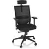 HJH Office 657663 Sedia professionale per ufficio PORTO MAX HIGH I Tessuto nero Sedia girevole ergonomica, poggiatesta e braccioli regolabili