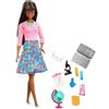 Barbie Artigianato Bambola Insegnante Bruna con 10 Accessori Educativi Di cui Globo Rotante e Computer Portatile Giocattolo per Bambini GDJ35