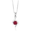 OROVI Collana Donna Oro Bianco 9KT Girocollo con Rubino rosso 45 cm, gioiello anallergico confezionato in un elegante astuccio portagioie