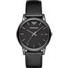 Emporio Armani Orologio Uomo, movimento a tre lancette con data, cassa in acciaio inossidabile nero 41 mm con cinturino in pelle, AR1732