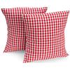Filu, Federa per cuscino, confezione da 2, a quadretti (colore a scelta), 100% cotone, rosso/bianco, 40 x 40 cm