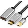 deleyCON Adattatore HDMI a DisplayPort 4K@60Hz - Alloggiamento in Alluminio Alimentazione USB Supporto HDR Dispositivi HDMI a Monitor DP Convertitore per la Trasmissione Video ad Alta Risoluzione
