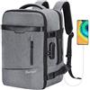 YOUNGOA Zaino da Viaggio Ryanair 40x20x25 Bagaglio a Mano con Scomparto per porta pc Antifurto con Serratura Codificata 20L YG063 Grigio Chiaro