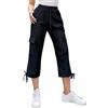 Nuofengkudu Cargo Pinocchietto Pantaloni Tre Quarti Donna 6 Tasche Capri Pantalone 3/4 Sportivi Coulisse Elastico Vita Joggers Leggeri Estivi Ragazza Cropped Pants Outdoor Jogging Multitasche Neri XL