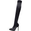 ERINGOGO Stivali con strass elasticizzati da donna con brillantini sopra il ginocchio, con strass elasticizzati, All Over Diamond Pointy Toe coscia, con tacco alto a spillo (Eu38. 5/Us10/Uk5), Nero ,