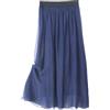 DISSA Gonna da donna in seta tinta unita elastica in 100% seta ariosa gonna midi piegata,S2010, Blu scuro, 34