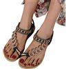 BOTCAM Sandali da donna alla moda in stile etnico, sandali piatti estivi bohémien, infradito infradito da spiaggia, sandali infradito retrò, semplici e pidge, comodi, piatti, Nero , 38 EU