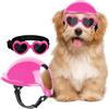 UOSIA Casco Del Cane Occhiali Del Cane Casco Del Motociclo Con Fori Dell'orecchio Cute Dog Occhiali Da Sole E Casco Del Cane Set Per Il Piccolo Cane Medio Di Guida All'aperto Walking