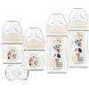 DODIE Set di 4 biberon nascente, anticolica, tetine multi-perforate (2 x 150 ml e 2 x 270 ml), un ciuccio nascita, terracotta