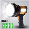 MAYTHANK Torcia LED Ultra Potente USB Ricaricabile Torcia Grande 4 Batteria 10000mah Super Brillante Alto 6000 Lumen Lunga Raggio per Famiglia Campeggio Emergenza
