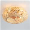 YFouCnd I 50 CM Ventola Da Soffitto Retrò Con Lampada, Tessitura Del Bambù Gabbia Agriturismo Lampadario Con Ventilatore Da Soffitto, DC Reversibile 6 Velocità Ventilatore Da Soffitto Con Luce E Telecomando-F