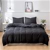 Treer Set Biancheria da Letto Matrimoniale, Tinta Unita Nordica Reversibile Microfibra Singolo Doppio Set Copripiumino con Copripiumini a Cerniera e 1/2 Federe (Nero,220x240cm)