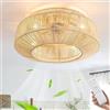 MiiR Ventilatore Da Soffitto Con Illuminazione E27 Ventilatore Da Soffitto Vintage in Rattan Di Bambù Con Telecomando Lampada Da Soffitto Silenziosa Con Ventilatore 6 Velocità Soggiorno Sala Da Pranzo