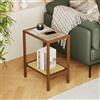 Bamworld Tavolino da salotto Comodini Camera da Letto Tavolino in Rattan Tavolino Divano moderno per Soggiorno e Camera da Letto(H-Shape)