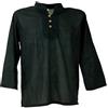 GURU SHOP GURU-SHOP, Camicia Yoga, Camicia Goa Nera, Nero, Cotone, Dimensione Indumenti:XL, Camicie da Uomo