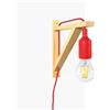 B·LED BARCELONA LED YOJO Nordic Applique da parete - Squadra in legno e pendente in silicone (rosso)