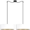 Sotto Luce Akai Glamour - Lampadario a sospensione a 2 luci, in tessuto bianco/oro, 1,5 m, cavo in tessuto nero, rosetta da soffitto nera, 2 x E27, ø 45 cm