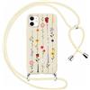 Yoedge Cover con Cordino per iPhone 11 6,1, Aesthetic Disegni Fiori Custodia con Corda Tracolla Laccio Collana, Ultra Sottile Silicone TPU Antiurto Protettiva Case per iPhone 11, Beige2